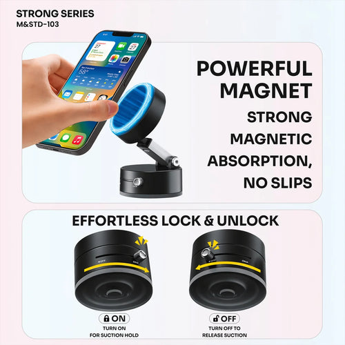 360° Magnetic Car Phone Holder – Strong MagSafe Mount | One-Hand Operation